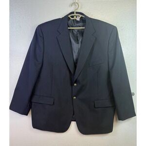 Meeting Street Blazer Sport Coat Mens 52 R Navy Blue Gold Buttons Wool Blend